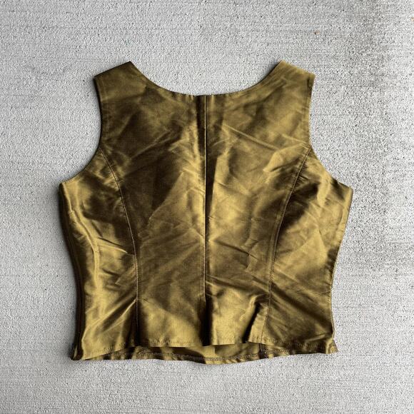 OLEANA vintage 90s silk green corset tank made in Norway - Picture 5 of 8